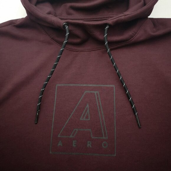 Aeropostale Men's Size Medium Burgundy Drawstring Scuba Hoodie - Picture 6 of 11